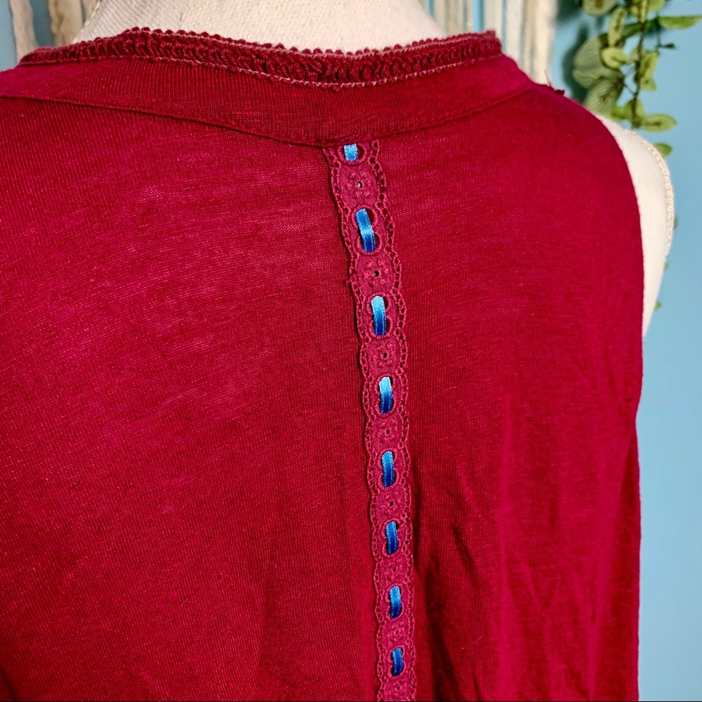 Free People Ribbon Button Boho Tank Medium - Picture 5 of 6
